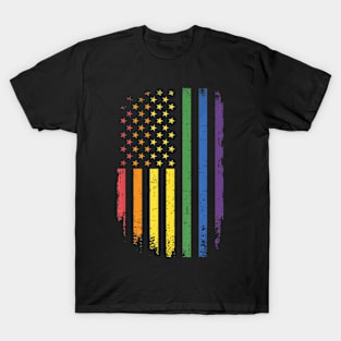 Lgbtq Pride Month Us American Rainbow Flag For Equal Rights T-Shirt